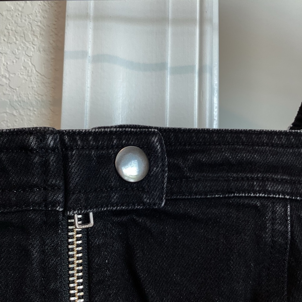 Anthropologie Puff-Sleeve Off-The-Shoulder Moto Blouse by Pilcro Small Black NWT - Picture 8 of 13